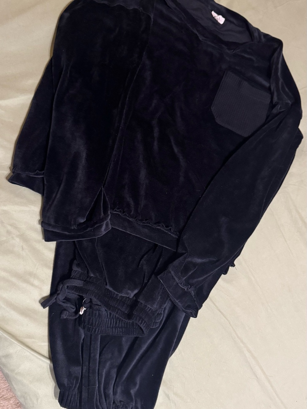 POL Black Velveteen Oversized Lounge Set